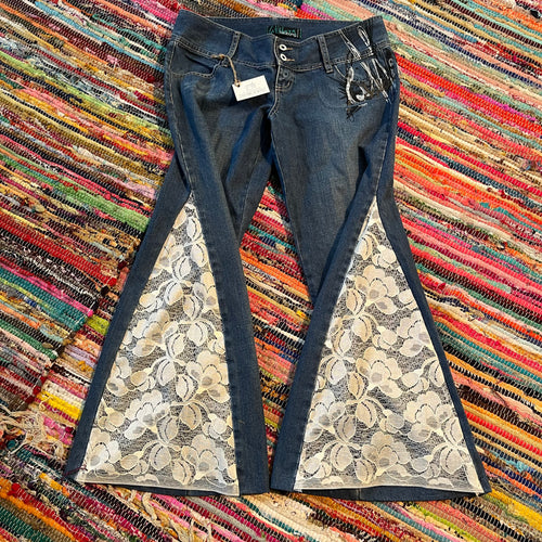 Upcycled Flared Denim Jeans ~ Festival ~ 70s Style ~