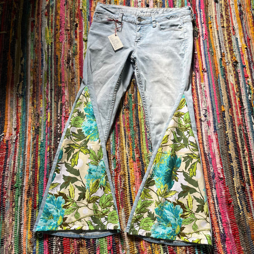 Upcycled Flared Denim Jeans ~ Festival ~ 70s Style ~