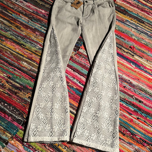 Upcycled Flared Denim Jeans ~ Festival ~ 70s Style ~