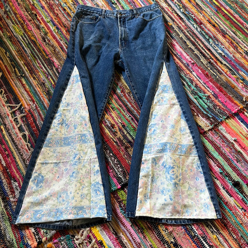 Upcycled Flared Denim Jeans ~ Festival ~ 70s Style ~