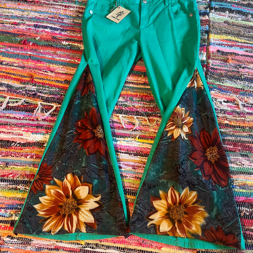 Upcycled Flared Denim Jeans ~ Festival ~ 70s Style ~