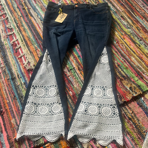 Upcycled Flared Denim Jeans ~ Festival ~ 70s Style ~