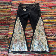 Load image into Gallery viewer, Upcycled Flared Denim Jeans ~ Festival ~ 70s Style ~