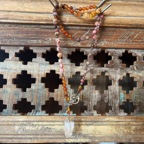 Sacrel Chakra Handmade Beaded Necklace ~ Himalayan Quartz &Carnelian