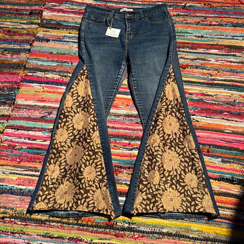 Upcycled Flared Denim Jeans ~ Festival ~ 70s Style ~