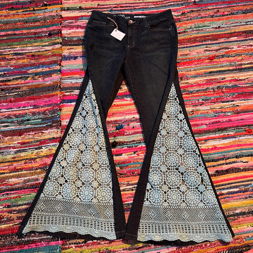 Upcycled Flared Denim Jeans ~ Festival ~ 70s Style ~