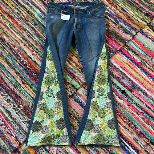 Upcycled Flared Denim Jeans ~ Festival ~ 70s Style ~