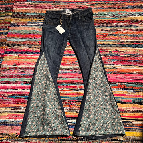 Upcycled Flared Denim Jeans ~ Festival ~ 70s Style ~