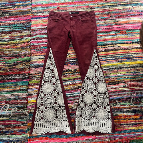 Upcycled Flared Denim Jeans ~ Festival ~ 70s Style ~