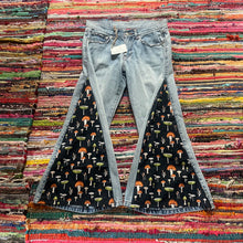 Load image into Gallery viewer, Upcycled Flared Denim Jeans ~ Festival ~ 70s Style ~