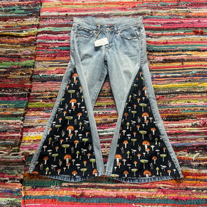 Upcycled Flared Denim Jeans ~ Festival ~ 70s Style ~