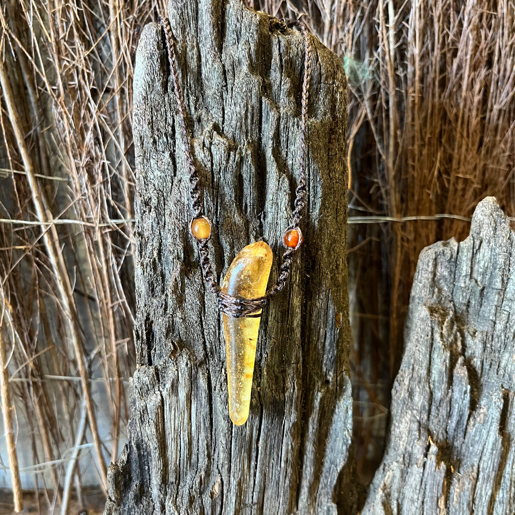 Handmade Genuine Amber Macrame Necklace