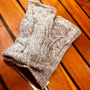 Knitted Fingerless Winter Gloves - Polar Fleece Lined!