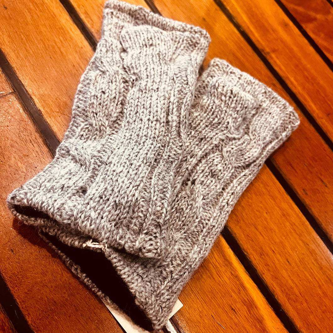 Knitted Fingerless Winter Gloves - Polar Fleece Lined!