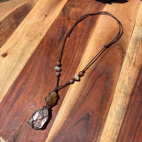 Citrine and Clear Quartz Handmade Necklace