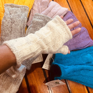 Knitted Fingerless Winter Gloves - Polar Fleece Lined!