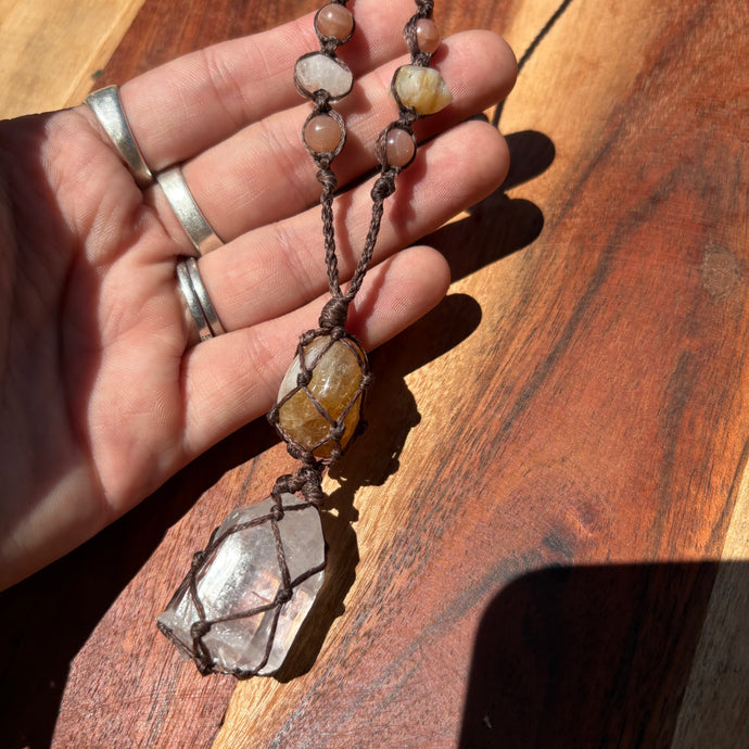 Citrine and Clear Quartz Handmade Necklace