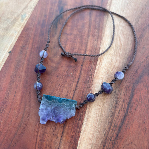 Handmade Amethyst Macrame Necklace