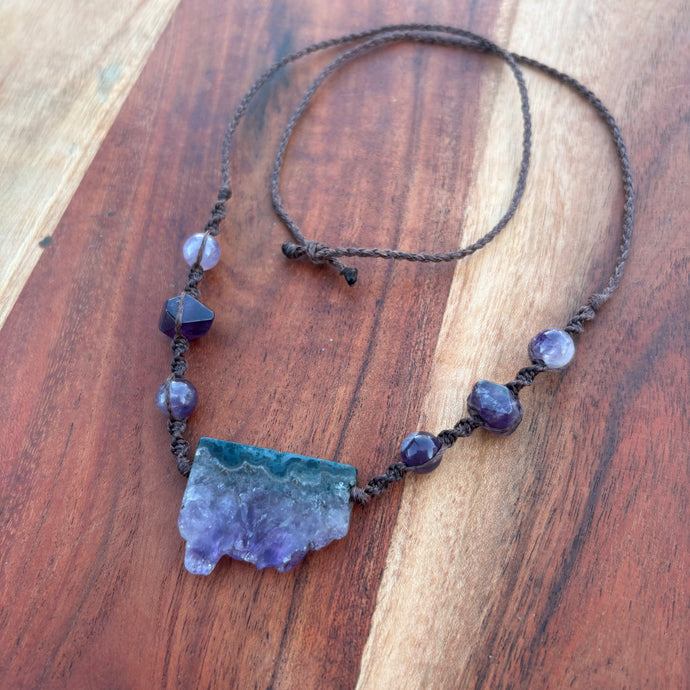 Handmade Amethyst Macrame Necklace