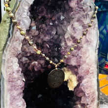 Load image into Gallery viewer, Handmade Shungite &amp; Bloodstone Macrame Necklace