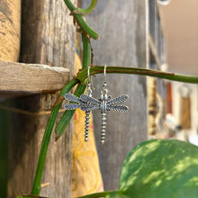 Load image into Gallery viewer, Bronze and Silver Dragonfly Earrings