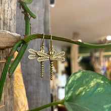 Load image into Gallery viewer, Bronze and Silver Dragonfly Earrings