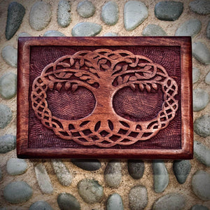 Carved Tree of life Timber Box