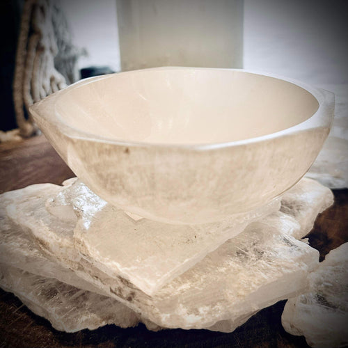 Selenite Hexagonal Bowl - Beautiful Calming Selenite Crystal Dish