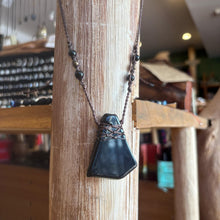 Load image into Gallery viewer, Handmade Obsidian Macrame Necklace