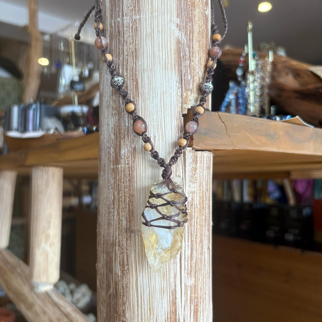 Handmade Citrine Macrame Necklace