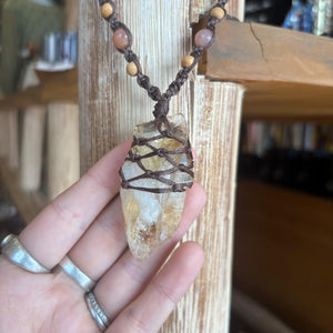 Handmade Citrine Macrame Necklace