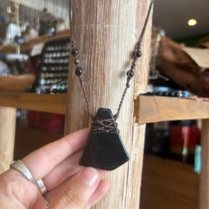 Handmade Obsidian Macrame Necklace