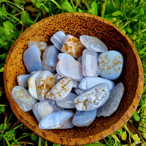 Blue lace agate tumbles