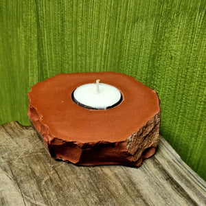 Red Jasper Tea Light Candle Holder ~ Grounding